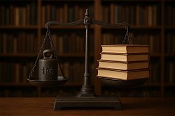 Vier Bücher mit Kilogewicht auf Waage