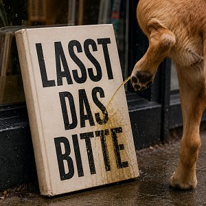 Schild mit der Aufschrift: Lasst das bitte